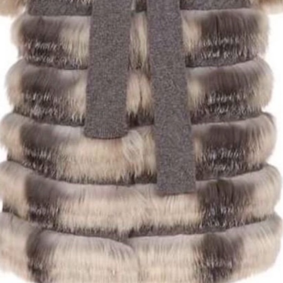 SYMETRIE YVES SALOMON ARCTIC FOX CASHMERE SWEATER COAT - Picture 2 of 14